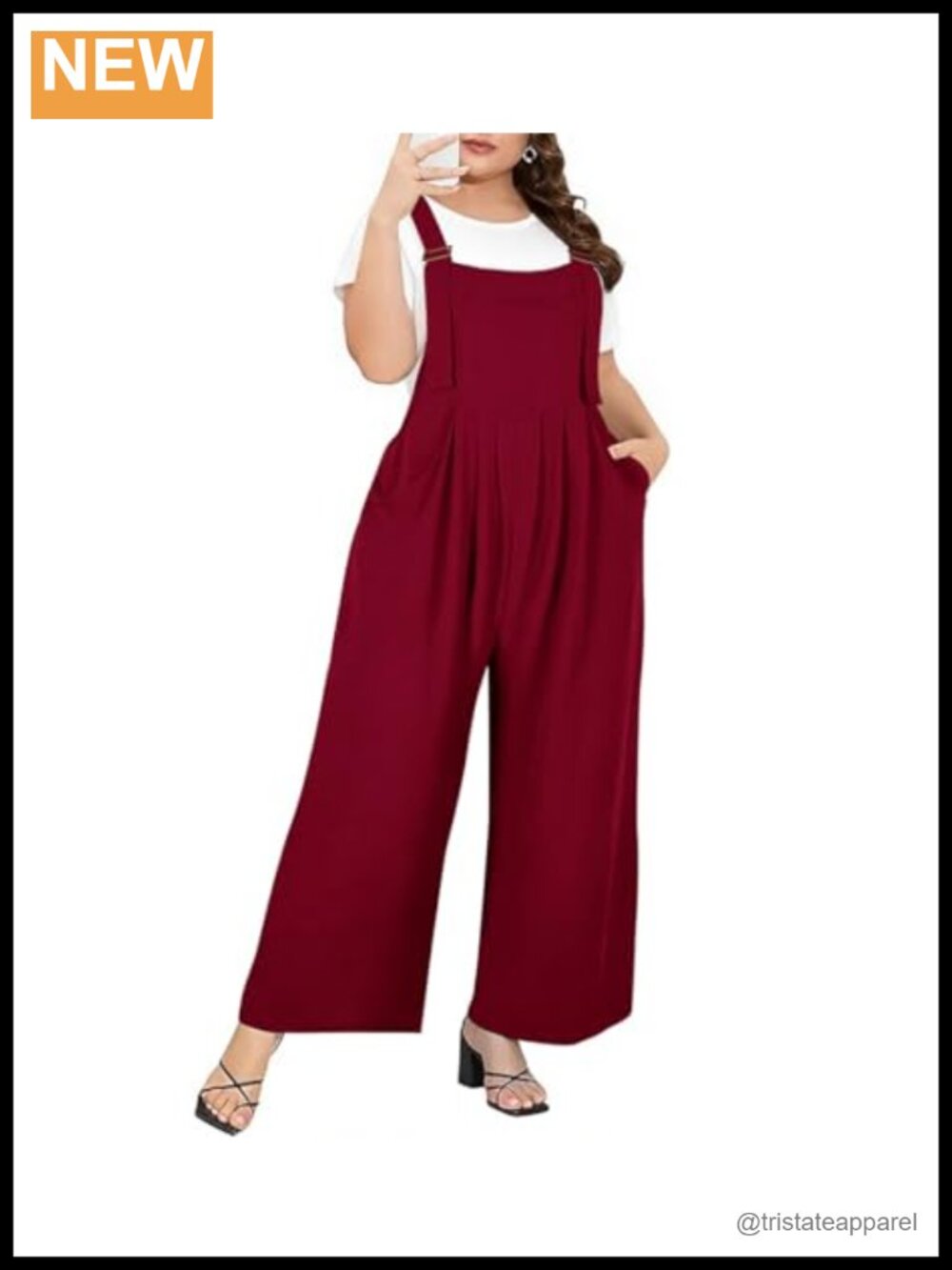 Plus Size Wide Leg Jumpsuit Adjustable Straps Pockets
